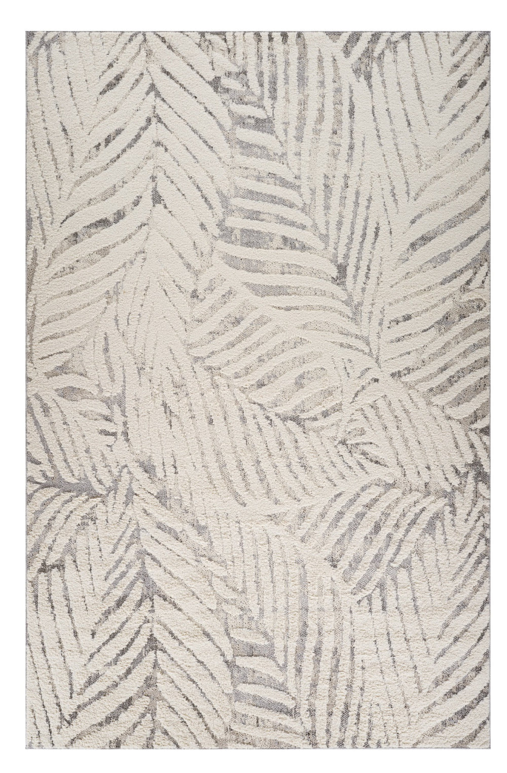 Homeroots 5' X 8' Gray And Cream Botanical Leaves Area Rug  Polypropylene 558475