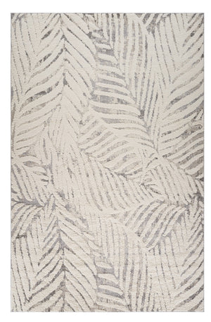 Homeroots 5' X 8' Gray And Cream Botanical Leaves Area Rug  Polypropylene 558475