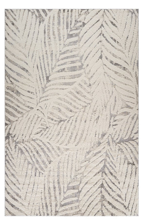 Homeroots 7' X 10' Gray And Cream Botanical Leaves Area Rug  Polypropylene 558476