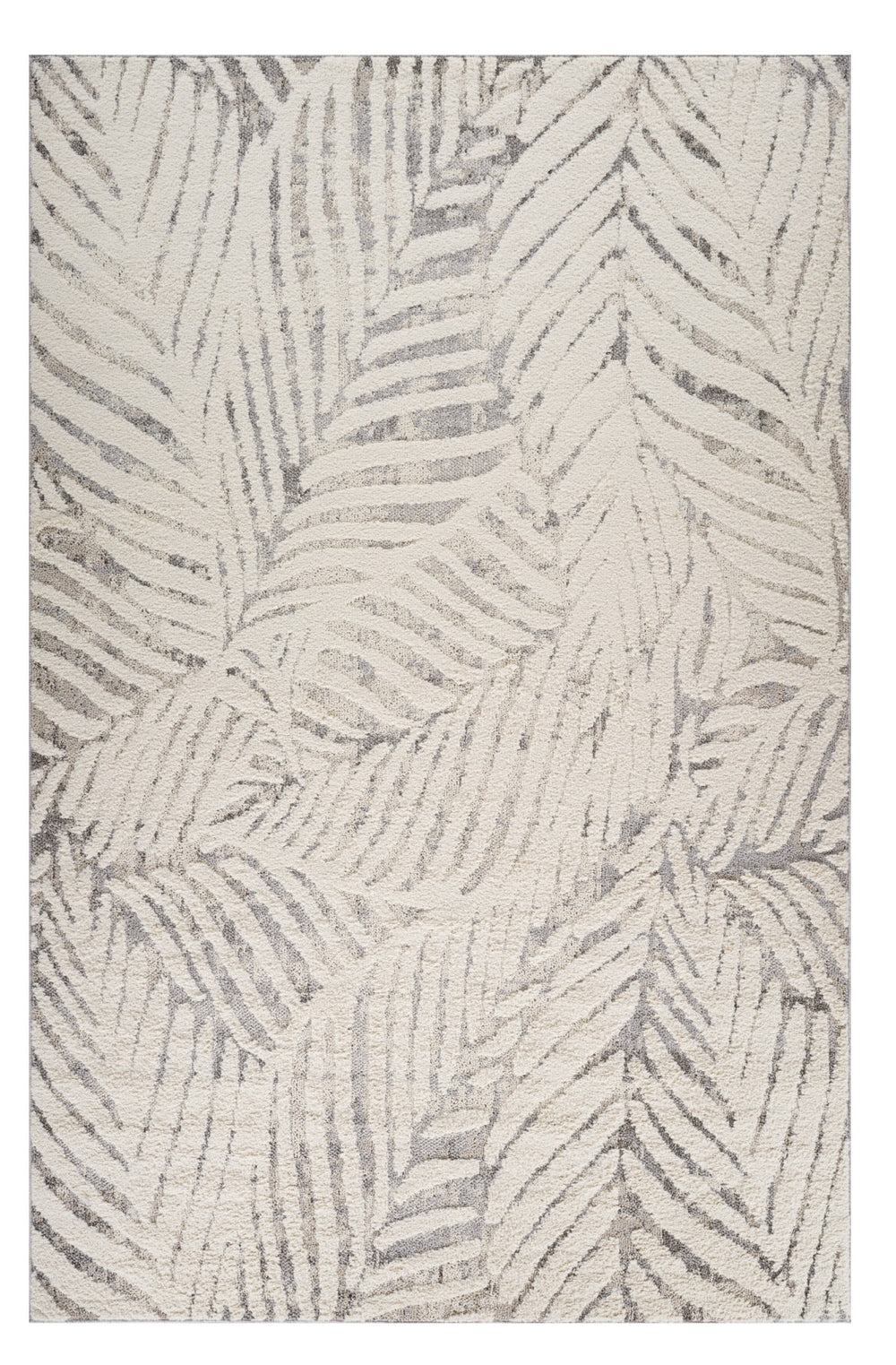 Homeroots 8' X 11' Gray And Cream Botanical Leaves Area Rug  Polypropylene 558477