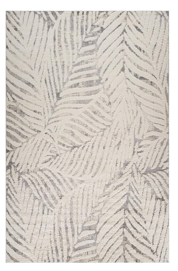 Homeroots 8' X 11' Gray And Cream Botanical Leaves Area Rug  Polypropylene 558477