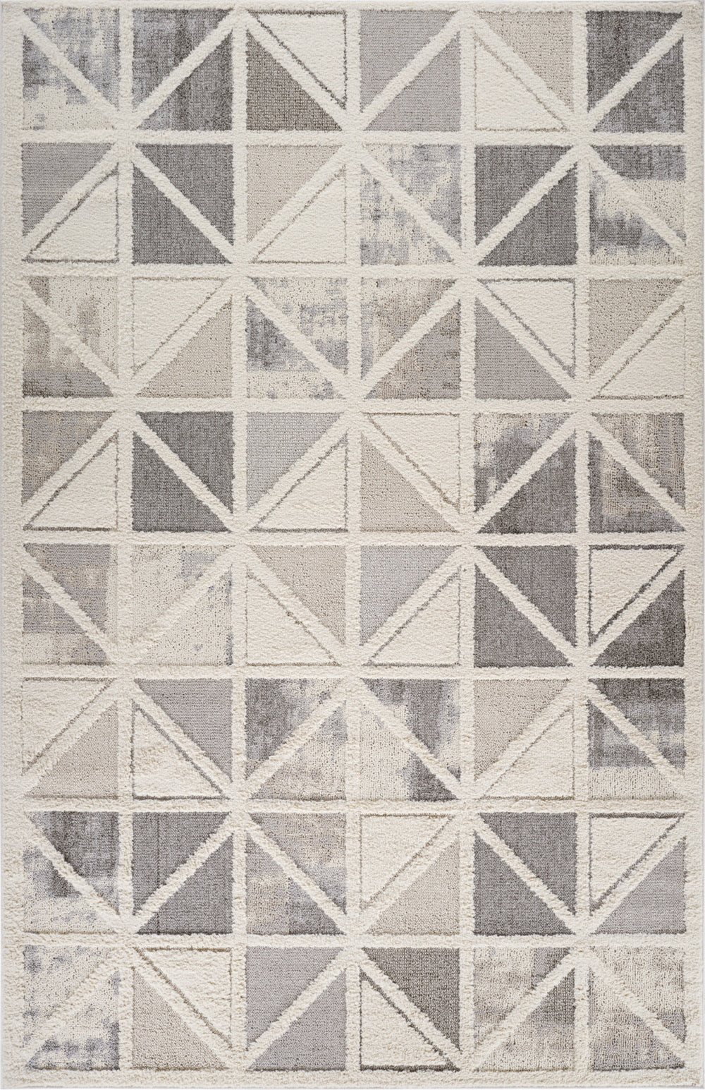 Homeroots 8' X 11' Gray And Cream Geometric Distressed Area Rug  Polypropylene 558482