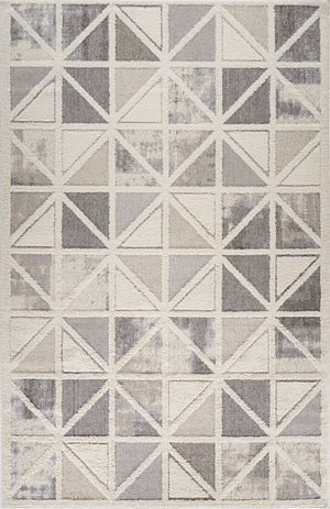 Homeroots 8' X 11' Gray And Cream Geometric Distressed Area Rug  Polypropylene 558482