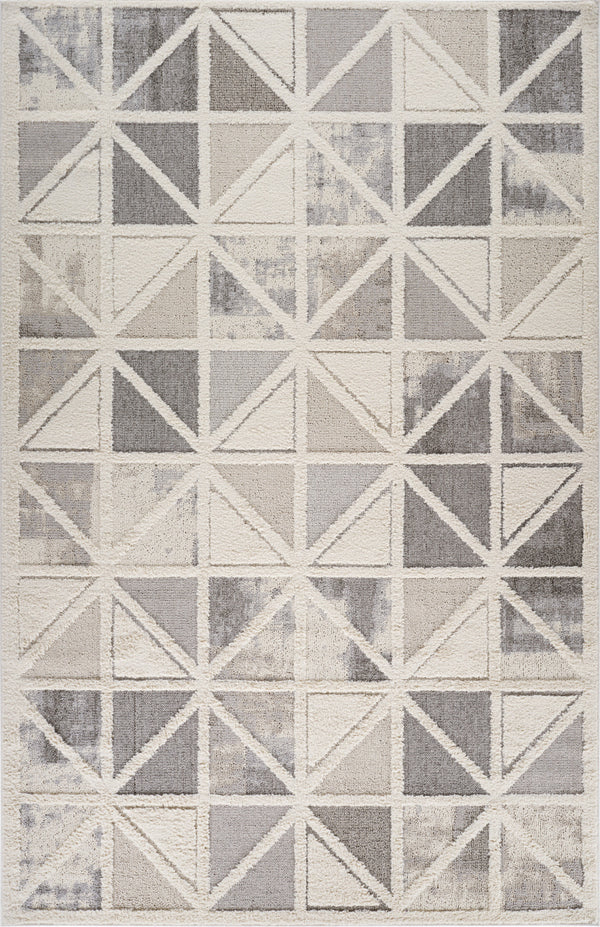 Homeroots 8' X 11' Gray And Cream Geometric Distressed Area Rug  Polypropylene 558482