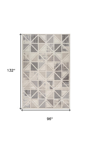 Homeroots 8' X 11' Gray And Cream Geometric Distressed Area Rug  Polypropylene 558482