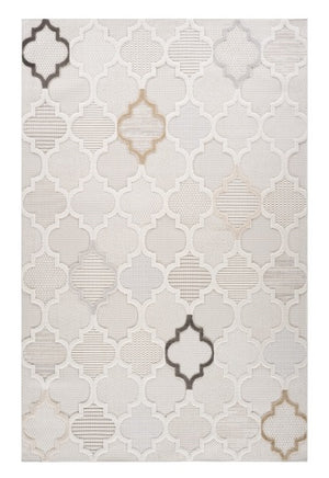 Homeroots 4' X 6' Cream And Beige Geometric Distressed Area Rug  Polyester 558484