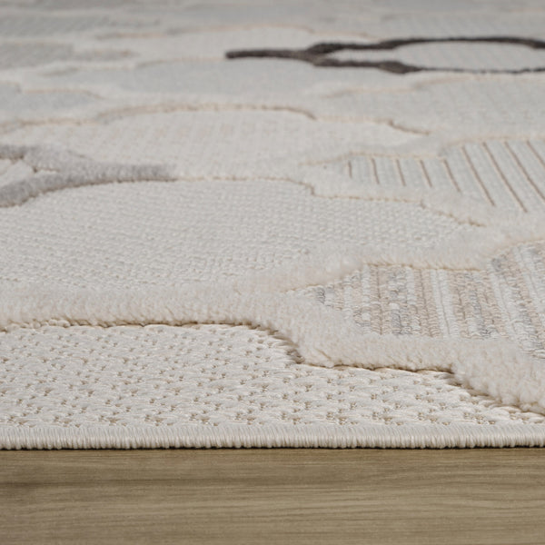 Homeroots 7' X 10' Cream And Beige Geometric Distressed Area Rug  Polyester 558486