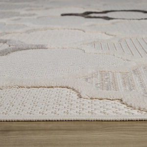 Homeroots 8' X 11' Cream And Beige Geometric Distressed Area Rug  Polyester 558487