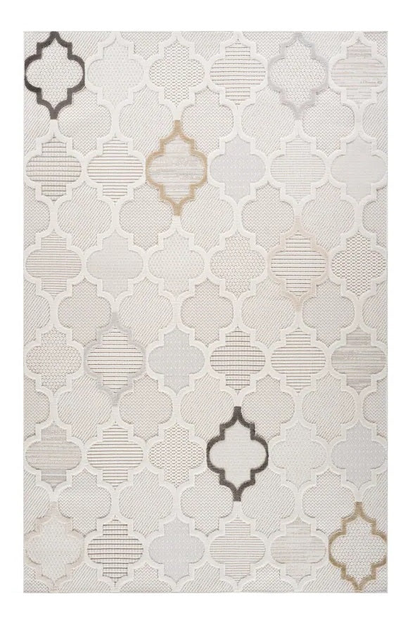 Homeroots 8' X 11' Cream And Beige Geometric Distressed Area Rug  Polyester 558487