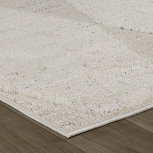 Homeroots 8' Cream And Beige Geometric Distressed Runner Rug - Stain Resistant, Stylish Design For Any Space  Polyester 558489