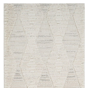 Homeroots 8' Cream And Beige Geometric Distressed Runner Rug - Stain Resistant, Stylish Design For Any Space  Polyester 558489