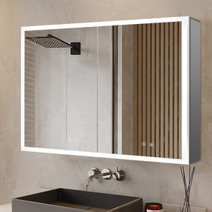 English Elm Mesa Surface Mount Led Medicine Cabinet with Defogger Aluminum Frame Bathroom Mirror B2731P478362