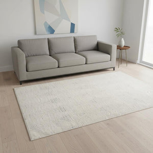 HomeRoots 5' Cream and Beige Geometric Distressed Area Rug – Modern, Durable Design for Stylish Home Décor 5' X 8' 558491