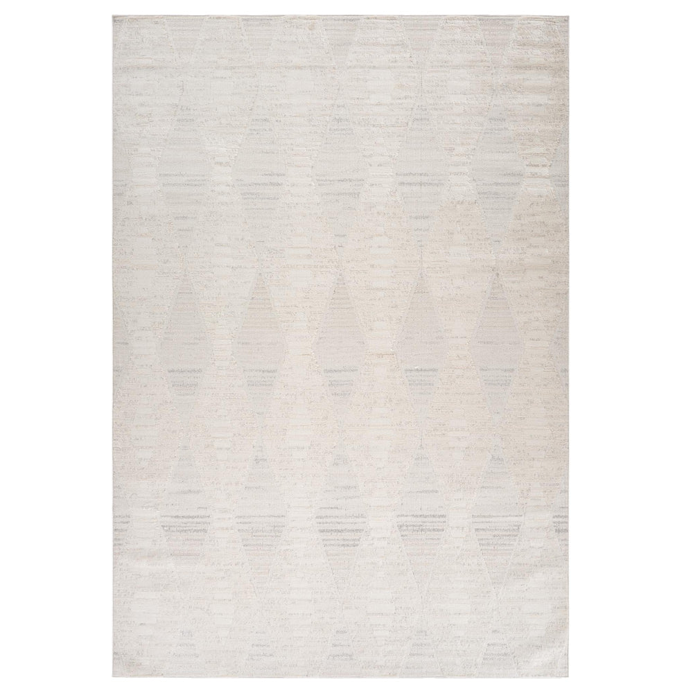 Homeroots 7' X 10' Cream And Beige Geometric Distressed Area Rug  Polyester 558492