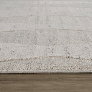 Homeroots 7' X 10' Cream And Beige Geometric Distressed Area Rug  Polyester 558492