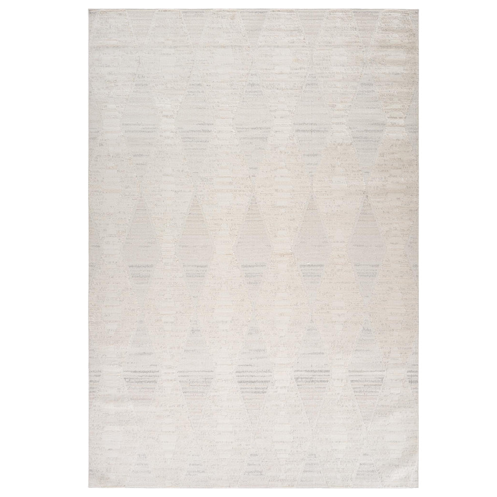 Homeroots 8' X 11' Cream And Beige Geometric Distressed Area Rug  Polyester 558493