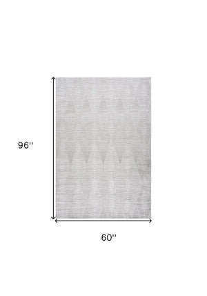 Homeroots 5' X 8' Gray And Ivory Geometric Distressed Area Rug  Polyester 558497