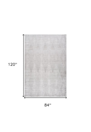 Homeroots 7' X 10' Gray And Ivory Geometric Distressed Area Rug  Polyester 558498