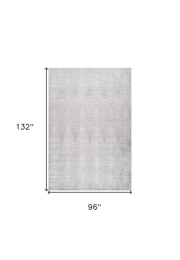 Homeroots 8' X 11' Gray And Ivory Geometric Distressed Area Rug  Polyester 558499