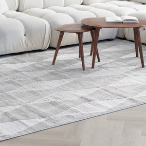 Homeroots 8' X 11' Gray And Ivory Geometric Distressed Area Rug  Polyester 558499