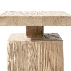 English Elm Calder Reclaimed Elm Block Plinth Side Table Sculptural Solid Wood Accent B2719P474461