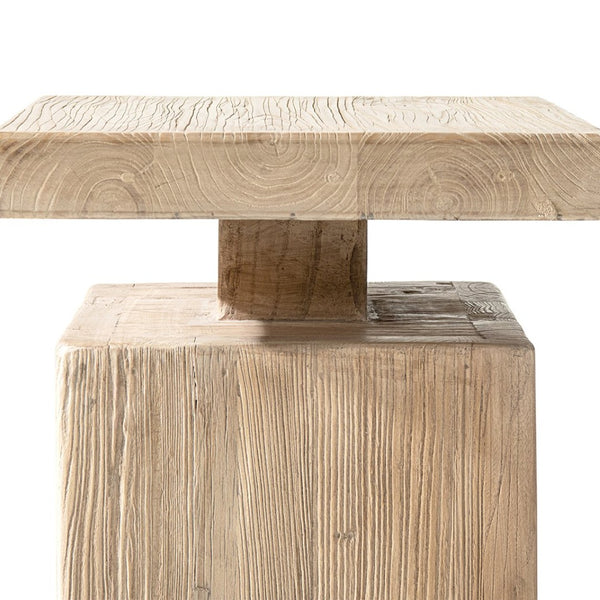 English Elm Calder Reclaimed Elm Block Plinth Side Table Sculptural Solid Wood Accent B2719P474461