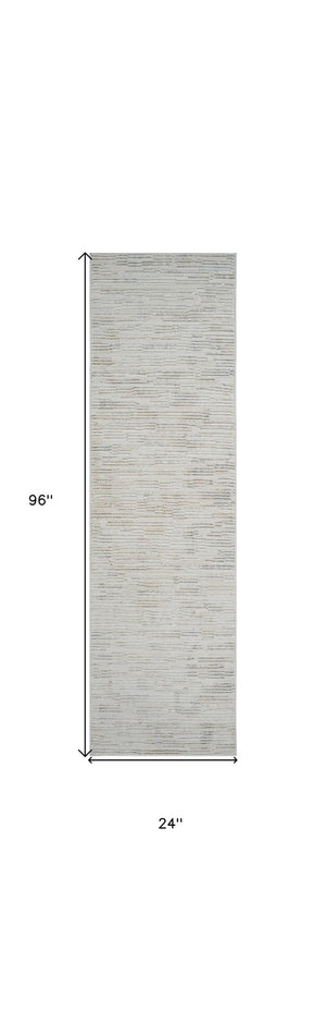 Homeroots 8' Gray And Beige Geometric Distressed Runner Rug - Durable, Stain Resistant, Perfect For High Traffic Areas! 2' X 8' Polyester 558501