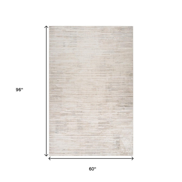 HomeRoots 5' Cream and Beige Abstract Area Rug – Modern, Stain-Resistant, Perfect for Living Spaces and Pets 5' X 8' 558503