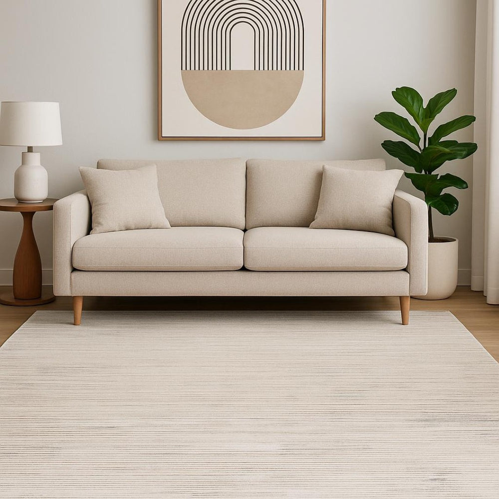 HomeRoots 5' Cream and Beige Abstract Area Rug – Modern, Stain-Resistant, Perfect for Living Spaces and Pets 5' X 8' 558503
