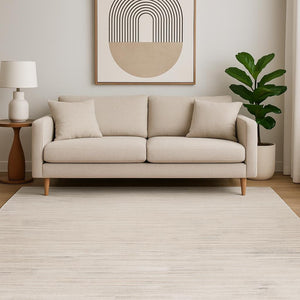 HomeRoots 5' Cream and Beige Abstract Area Rug – Modern, Stain-Resistant, Perfect for Living Spaces and Pets 5' X 8' 558503