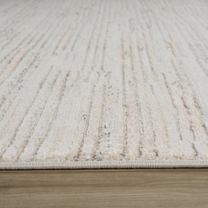 HomeRoots 8' X 11' Cream and Beige Abstract Area Rug - Stylish, Stain-Resistant Design for High-Traffic Spaces 558505