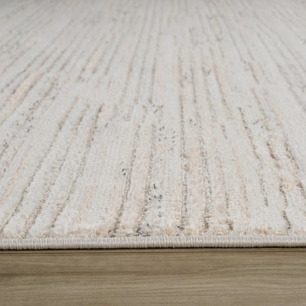 HomeRoots 8' X 11' Cream and Beige Abstract Area Rug - Stylish, Stain-Resistant Design for High-Traffic Spaces 558505