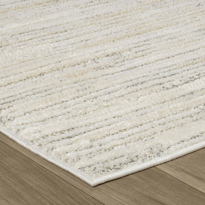 HomeRoots 8' X 11' Cream and Beige Abstract Area Rug - Stylish, Stain-Resistant Design for High-Traffic Spaces 558505