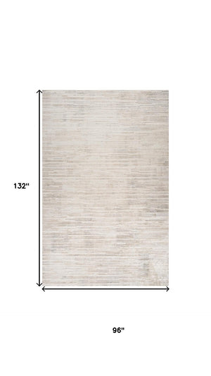 HomeRoots 8' X 11' Cream and Beige Abstract Area Rug - Stylish, Stain-Resistant Design for High-Traffic Spaces 558505