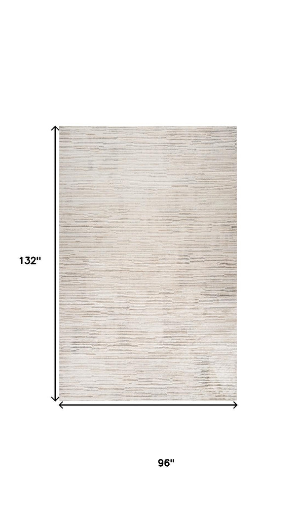 HomeRoots 8' X 11' Cream and Beige Abstract Area Rug - Stylish, Stain-Resistant Design for High-Traffic Spaces 558505