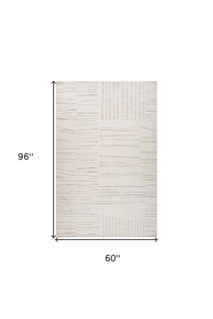 Homeroots 5' X 8' Gray And Beige Geometric Distressed Area Rug  Polyester 558509