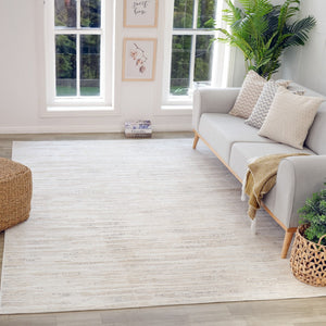 HomeRoots 5' Gray and Beige Geometric Distressed Area Rug - Stylish, Stain-Resistant, Perfect for Any Room 8' X 11' 558511