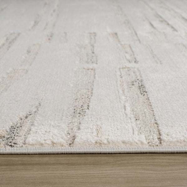 HomeRoots 5' Gray and Beige Geometric Distressed Area Rug - Stylish, Stain-Resistant, Perfect for Any Room 8' X 11' 558511