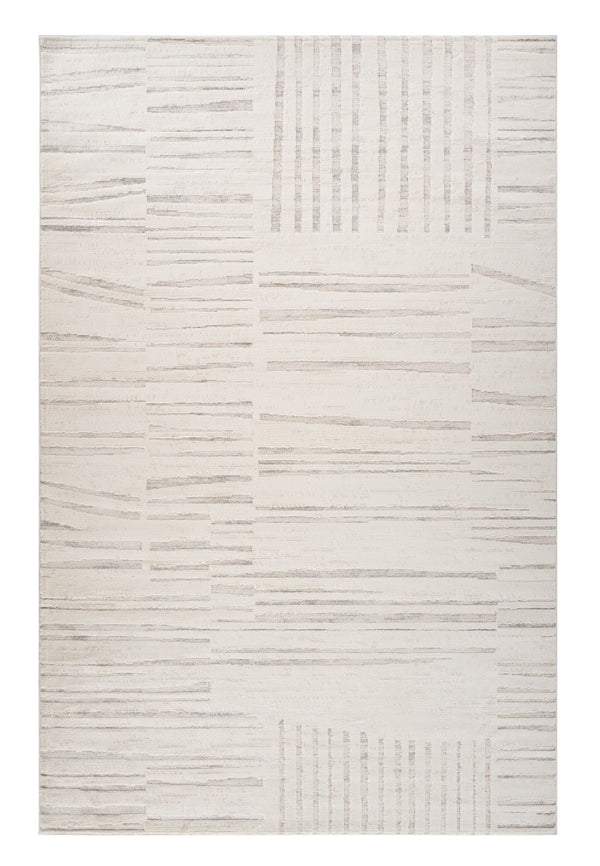 HomeRoots 5' Gray and Beige Geometric Distressed Area Rug - Stylish, Stain-Resistant, Perfect for Any Room 8' X 11' 558511