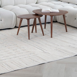 HomeRoots 5' Gray and Beige Geometric Distressed Area Rug - Stylish, Stain-Resistant, Perfect for Any Room 8' X 11' 558511