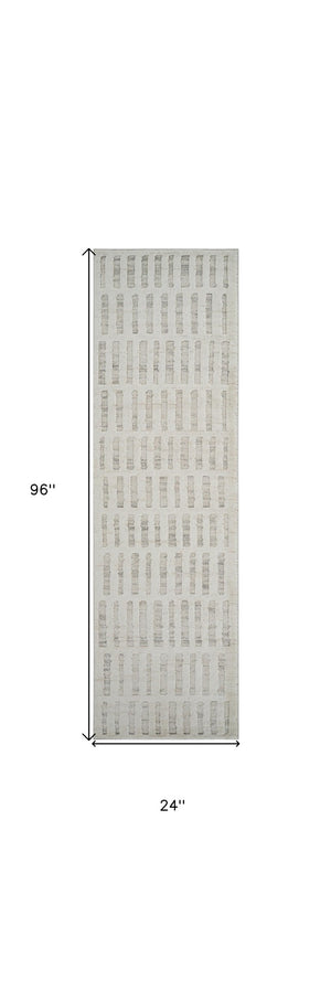 Homeroots 8' Gray And Beige Geometric Distressed Runner Rug - Stylish, Stain-resistant, Perfect For High-traffic Areas  Polyester 558513