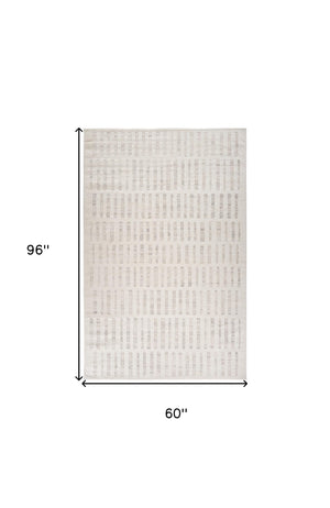 Homeroots 5' X 8' Gray And Beige Geometric Distressed Area Rug  Polyester 558515