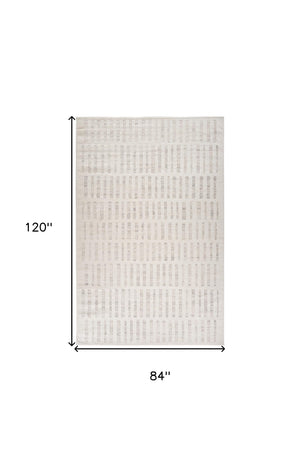 Homeroots 7' X 10' Gray And Beige Geometric Distressed Area Rug  Polyester 558516