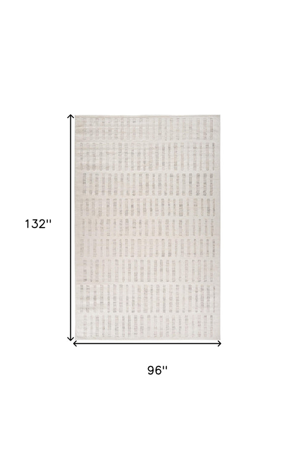 Homeroots 8' X 11' Gray And Beige Geometric Distressed Area Rug  Polyester 558517