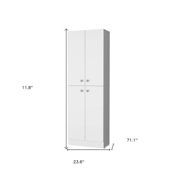 HomeRoots 12" White Wood Storage Closet with 5 Adjustable Shelves - Stylish, Versatile & Space-Saving Solution! 558518