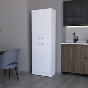 HomeRoots 12" White Wood Storage Closet with 5 Adjustable Shelves - Stylish, Versatile & Space-Saving Solution! 558518