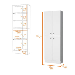 HomeRoots 12" White Wood Storage Closet with 5 Adjustable Shelves - Stylish, Versatile & Space-Saving Solution! 558518
