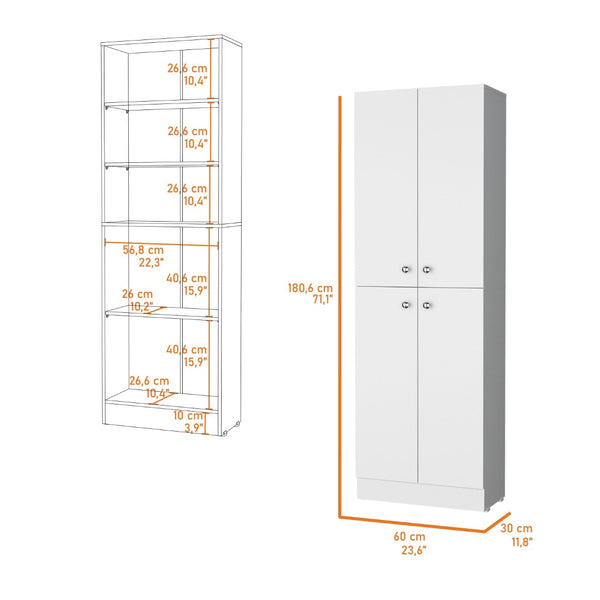 HomeRoots 12" White Wood Storage Closet with 5 Adjustable Shelves - Stylish, Versatile & Space-Saving Solution! 558518