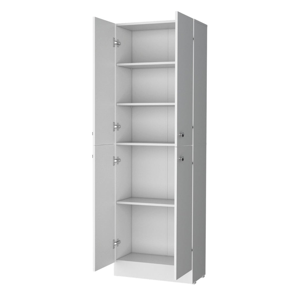 HomeRoots 12" White Wood Storage Closet with 5 Adjustable Shelves - Stylish, Versatile & Space-Saving Solution! 558518