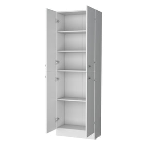 HomeRoots 12" White Wood Storage Closet with 5 Adjustable Shelves - Stylish, Versatile & Space-Saving Solution! 558518